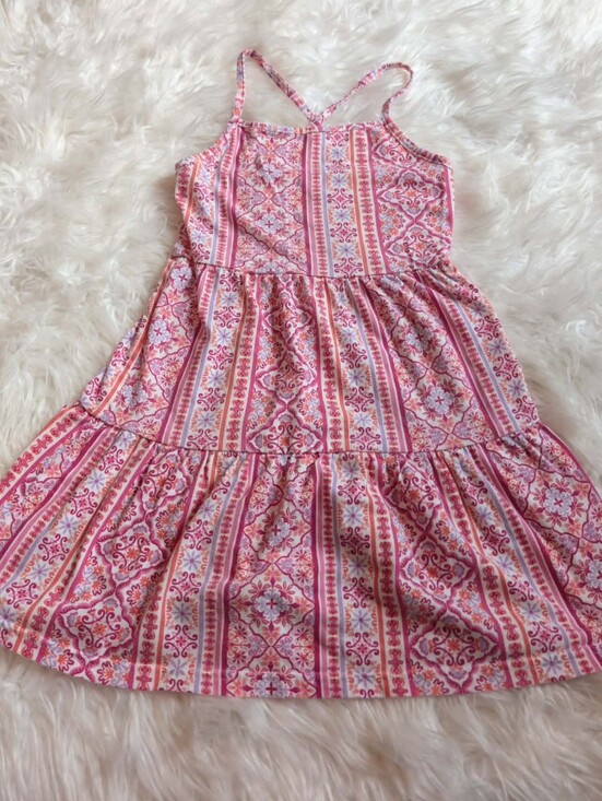 Place Other - Place Pink & White Patterned Tiered Sundress